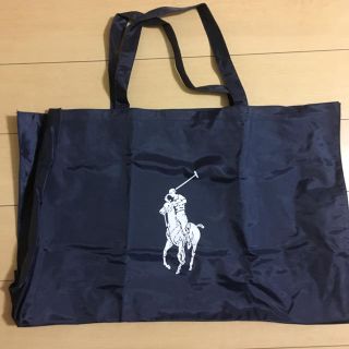 ポロラルフローレン(POLO RALPH LAUREN)の本物ラルフローレンの紺系×白ビックポニーの大き目バック　  (トートバッグ)