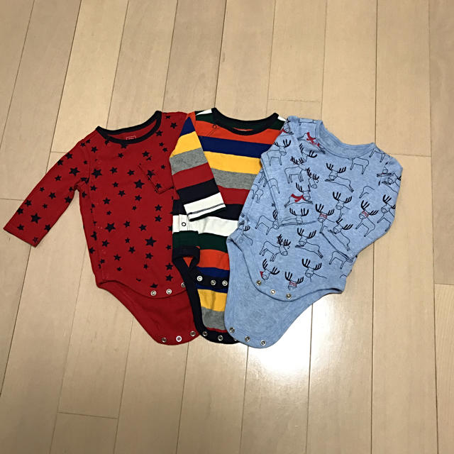 GAP(ギャップ)のGAP ロンパース  3枚セット 長袖肌着 3-6months キッズ/ベビー/マタニティのベビー服(~85cm)(ロンパース)の商品写真