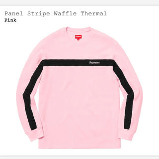 シュプリーム(Supreme)のSupreme Panel Stripe Waffle Thermal ピンク(Tシャツ/カットソー(七分/長袖))