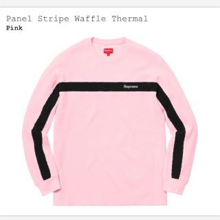 シュプリーム(Supreme)のSupreme Panel Stripe Waffle Thermal ピンク(Tシャツ/カットソー(七分/長袖))