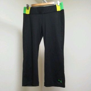 プーマ(PUMA)の◆新品　プーマ 【メンズ　スパッツ　レギンス　Ｌサイズ　ブラック × グリーン】(レギンス/スパッツ)