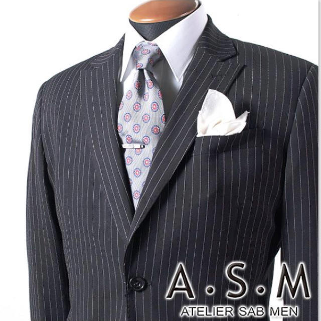 ATELIER SAB(アトリエサブ)の【新品】A・S・M ワイドストライプ 2Bス－ツ ブラック L メンズのスーツ(セットアップ)の商品写真