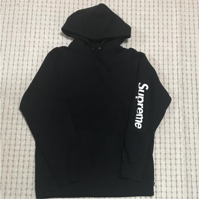 パーカーsupreme 17aw パーカー 袖ロゴ BLACK size XL