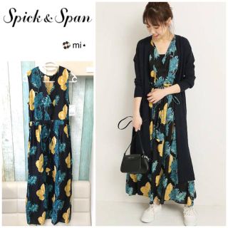 スピックアンドスパン(Spick & Span)の新品タグ付き⭐︎ Spick and Span オオバナプリントワンピース 36(ロングワンピース/マキシワンピース)