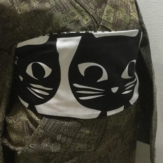 猫 兵児帯 ボーダー ストライプ  リバーシブル 半襟(帯)
