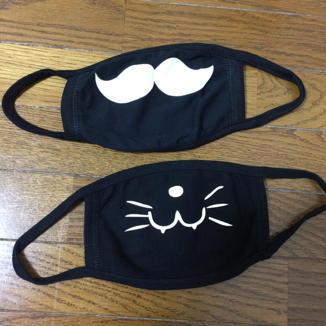 新品未使用布マスクニコ生放送顔出し配信ブラック黒猫ねこネコヒゲひげ