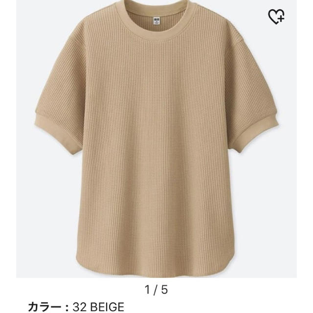 UNIQLO(ユニクロ)のユニクロ ワッフルクルーネックT（5分袖）Lサイズ レディースのトップス(Tシャツ(半袖/袖なし))の商品写真