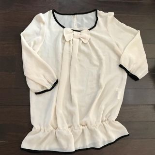 グローブ(grove)のgroveグローブ★バイカラーリボン🎀Mシフォンブラウス(シャツ/ブラウス(長袖/七分))