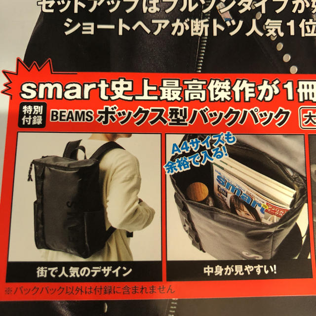 BEAMS(ビームス)のBEAMSボックス型バックパック/smart付録 メンズのバッグ(バッグパック/リュック)の商品写真