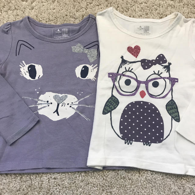 babyGAP(ベビーギャップ)のbabygap 猫ちゃん フクロウ 長袖tシャツ ロングtシャツ キッズ/ベビー/マタニティのキッズ服女の子用(90cm~)(Tシャツ/カットソー)の商品写真