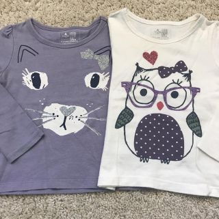 ベビーギャップ(babyGAP)のbabygap 猫ちゃん フクロウ 長袖tシャツ ロングtシャツ(Tシャツ/カットソー)