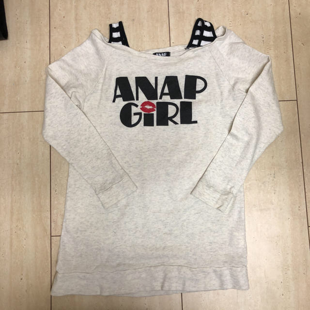 ANAP(アナップ)のANAPオフショルダー風ロングTシャツ キッズ/ベビー/マタニティのキッズ服女の子用(90cm~)(Tシャツ/カットソー)の商品写真