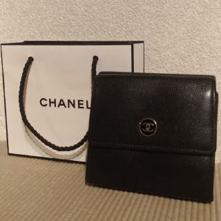 シャネル(CHANEL)のCHANEL　黒レザーWホック財布(財布)