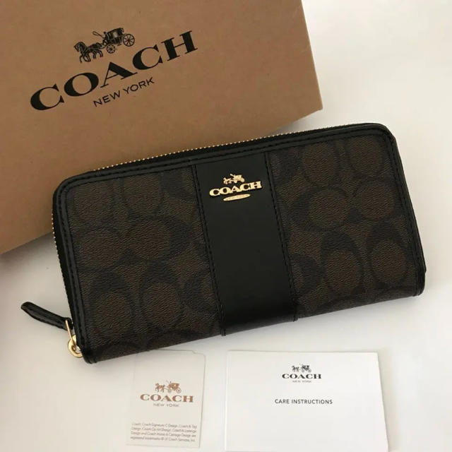 COACH(コーチ)の最新モデル【新品】COACH コーチ★シグネチャー 黒 ブラック×ブラウン メンズのファッション小物(長財布)の商品写真