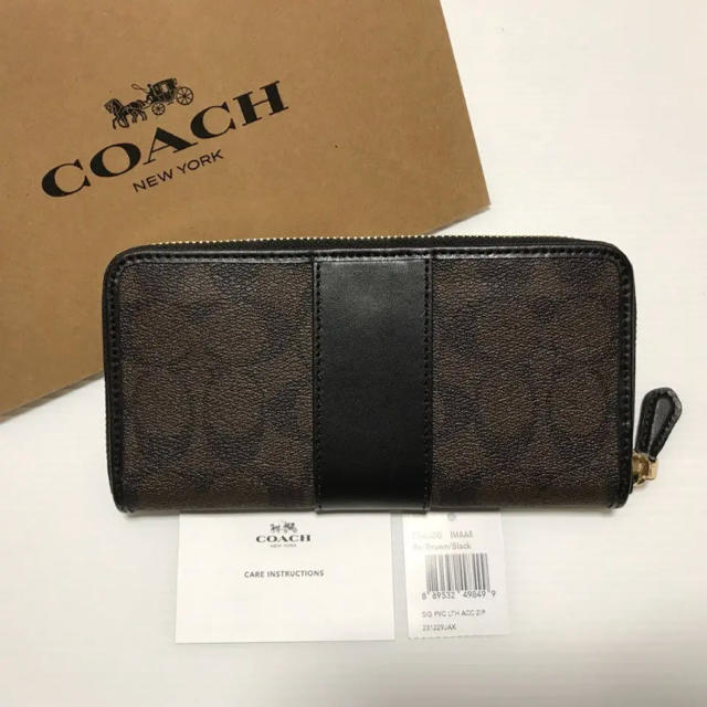 COACH(コーチ)の最新モデル【新品】COACH コーチ★シグネチャー 黒 ブラック×ブラウン メンズのファッション小物(長財布)の商品写真