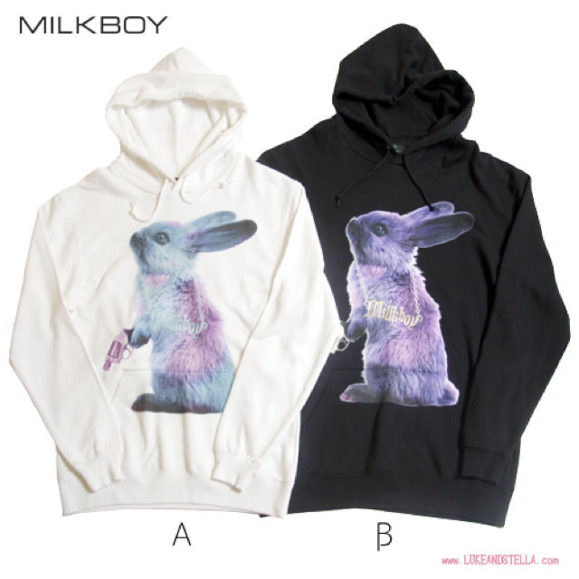 MILKBOY - MILKBOY☆うさぎ☆黒☆パーカー☆ミルクボーイの通販 MILKBOY - MILKBOY☆うさぎ☆黒☆パーカー☆ミルクボーイの通販