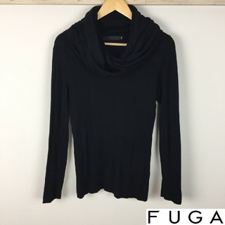 フーガ(FUGA)の美品 FUGA フーガ 長袖カットソー ブラック ダメージ加工 サイズ44(Tシャツ/カットソー(七分/長袖))