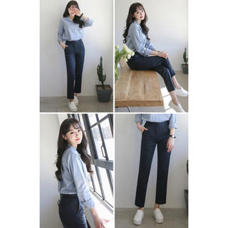 ❗️新作価格❗️navy スラックスパンツ アンクルパンツ 韓国ファッション(クロップドパンツ)
