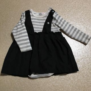 ポロラルフローレン(POLO RALPH LAUREN)のPOLOBaby、長袖ロンパース、ワンピース風ロンパース、ボーダー、80cm(ロンパース)