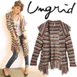 アングリッド(Ungrid)の美品★ungrid♥️マルチボーダーニットカーディガン(ニットコート)