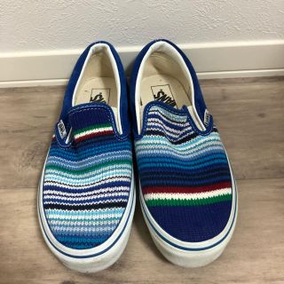 ヴァンズ(VANS)のvans スリッポン 一度着用の美品 青 柄 23cm(スリッポン/モカシン)