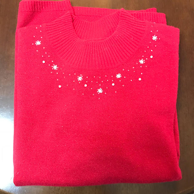 セーター 赤 レッド ラメ入り スパンコール 3 L 新未使用 クリスマス レディースのトップス(ニット/セーター)の商品写真