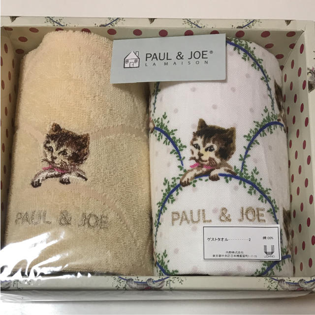 PAUL & JOE(ポールアンドジョー)のPAUL&JOE タオルセット 猫 インテリア/住まい/日用品の日用品/生活雑貨/旅行(タオル/バス用品)の商品写真