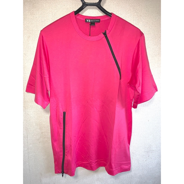 袖丈半袖Y-3 Tシャツ ピンク ジップ ヨウジヤマモト YOHJI YAMAMOTO