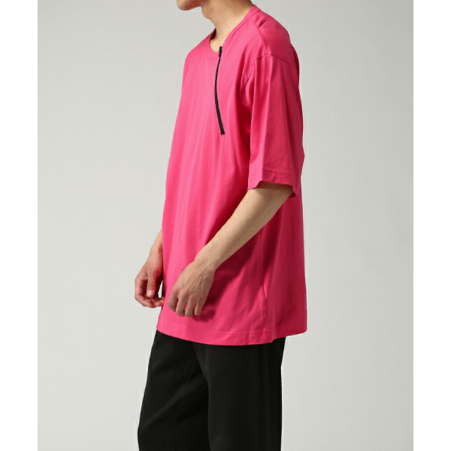 袖丈半袖Y-3 Tシャツ ピンク ジップ ヨウジヤマモト YOHJI YAMAMOTO