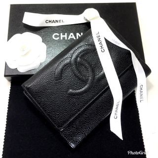 シャネル(CHANEL)のCHANEL キャビアスキン コンパクト 三つ折り財布(財布)