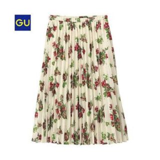 ジーユー(GU)の新品G.U.イージープリーツスカート（フラワー）(ひざ丈スカート)
