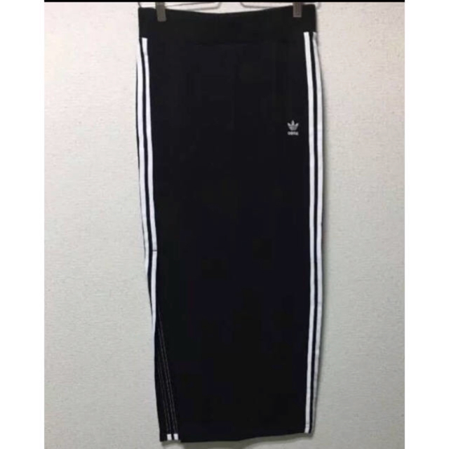 adidas(アディダス)のadidas originals 3STRIPE LONG SKIRT 黒白 S レディースのスカート(ロングスカート)の商品写真