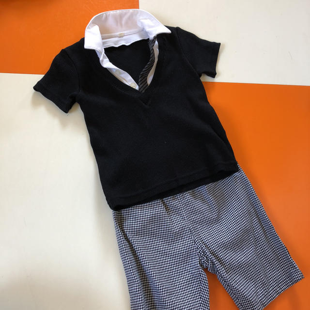 ベビー フォーマルスーツ半袖 95 キッズ/ベビー/マタニティのキッズ服男の子用(90cm~)(ドレス/フォーマル)の商品写真