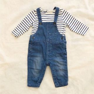 ザラキッズ(ZARA KIDS)のzara オーバーオール ボーダーTシャツセット(カバーオール)