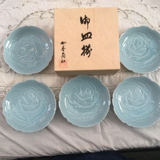 コウランシャ(香蘭社)の新品未使用  香蘭社 青磁薔薇 銘々皿揃(5枚)(食器)