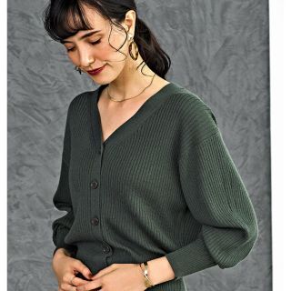 ユナイテッドアローズグリーンレーベルリラクシング(UNITED ARROWS green label relaxing)のリブ ショート Vネック カーディガン(カーディガン)