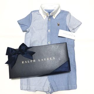 ラルフローレン(Ralph Lauren)の新品 ラルフローレン 9M/75 コットン オックスフォード ショートオール (ロンパース)