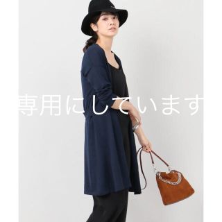 ノーブル(Noble)の美品 NOBLE ウールロングカーディガン ネイビー(カーディガン)