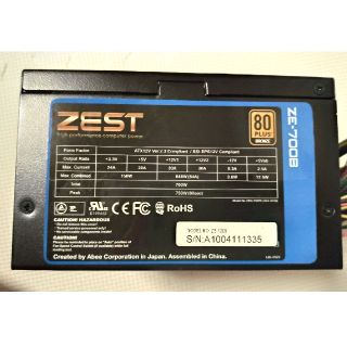 Abee ZEST ZE-700B 80plus Bronze 限定2,000台(PCパーツ)
