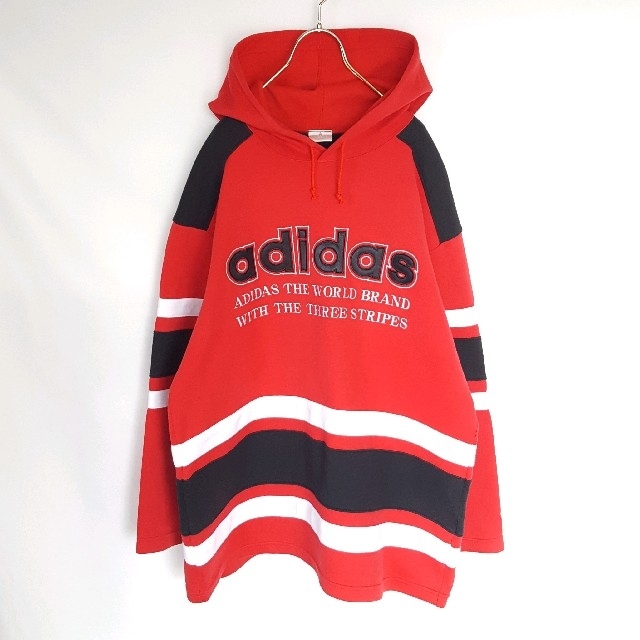 adidas(アディダス)の90s★古着 old adidas 銀タグ ビッグロゴ スウェット パーカー メンズのトップス(パーカー)の商品写真