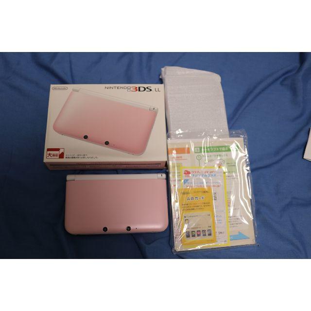 ニンテンドー3DS - 【中古】3DS LL ピンク×ホワイト　箱付属品完備【送料無料】