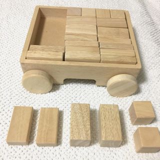 ムジルシリョウヒン(MUJI (無印良品))の値下げ☺︎ 無印良品 つみき 木製カート付き(積み木/ブロック)