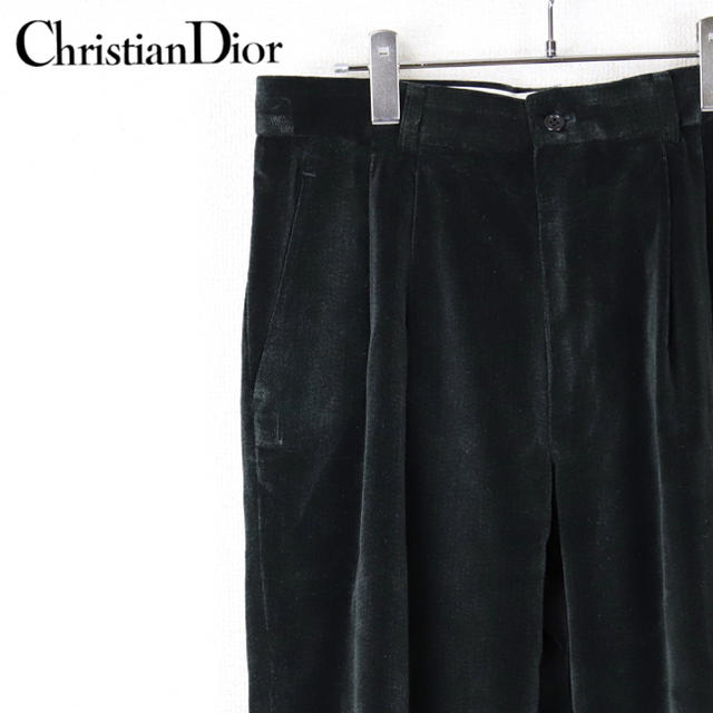 Christian Dior(クリスチャンディオール)のChristian Dior テーパードベロアスラックス グリーン メンズのパンツ(スラックス)の商品写真