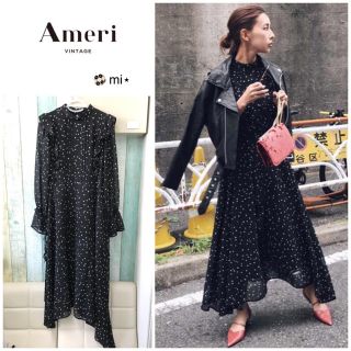 アメリヴィンテージ(Ameri VINTAGE)の美品❣️ AMERI POWER SHOULDER FRILL DRESS(ロングワンピース/マキシワンピース)