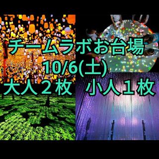 チームラボ 10/6 大人2枚小人1枚 紙チケット(遊園地/テーマパーク)