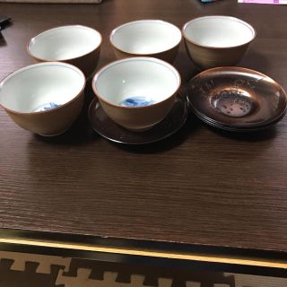 福幸窯  湯呑 ゆのみ 茶托  5個 セット 処分間近値下げします(食器)