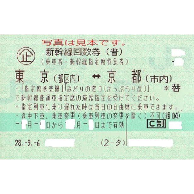 【2枚】新幹線 東京(都区内)-京都(市内)普通車指定席券