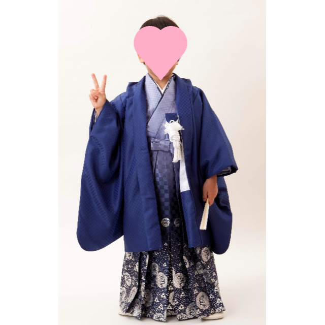 七五三 着物 5歳 男の子 羽織袴12点フルセット キッズ/ベビー/マタニティのキッズ服男の子用(90cm~)(和服/着物)の商品写真