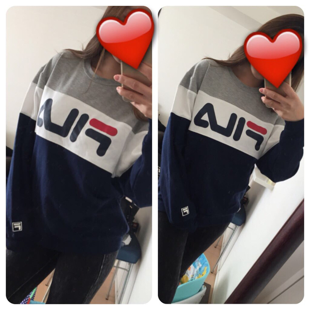 FILA(フィラ)の新品♡FILA配色ロゴトレーナーL♡グレ レディースのトップス(トレーナー/スウェット)の商品写真