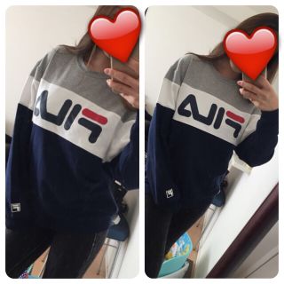 フィラ(FILA)の新品♡FILA配色ロゴトレーナーL♡グレ(トレーナー/スウェット)